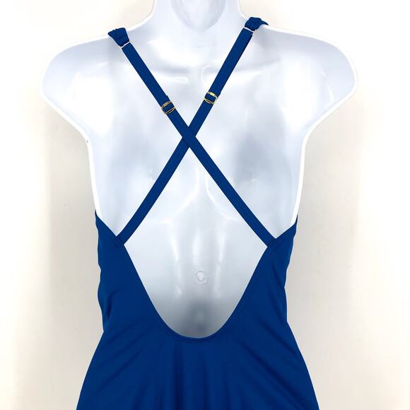 BLEU ROD BEATTIE Ring Master Drape One-Piece Swinsuit US 6 Blue Azure NWT - Picture 7 of 11